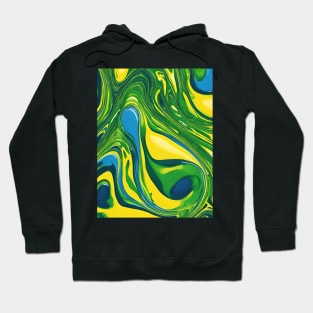 Green - Blue - Yellow Colorful Asymmetrical Pattern. Hoodie